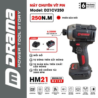 Máy chuyên vít pin DRAMA D21CV250, Không chổi than 250Nm 3 Tính năng 4 Tốc độ