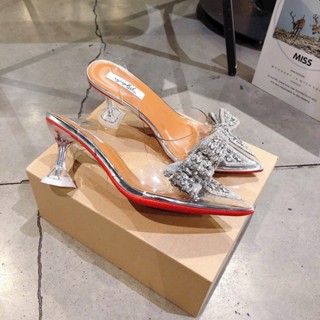  sandal cao gót mũi nhọn nơ to 3cm 5cm 7cm 9cm lót đế bạc 