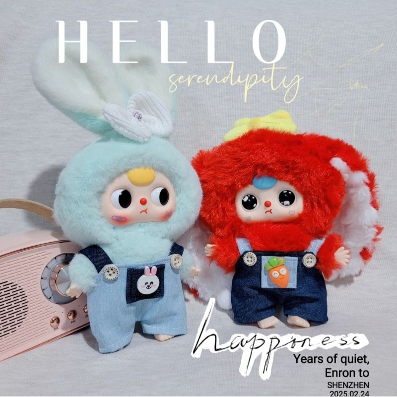 Yếm jean doll 20cm, 15cm,  Bb3 macaron V1, V2, V3 mini, lila cat...