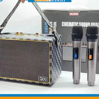 (Đủ Màu) Loa bluetooth QiXi SK-2036 kèm 2 micro karaoke chính hãng, Loa To, Bass Mạnh, hàng đẹp Smarttnt.vn