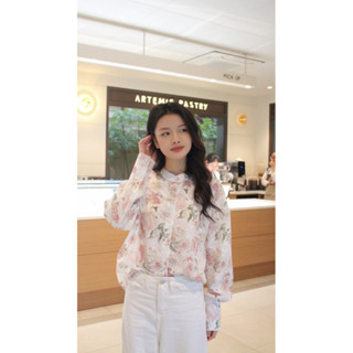 Áo sơ mi nữ kiểu tay dài Camile áo sơ mi kiểu nữ vải hoa cao cấp đính cúc ngọc phong cách hàn quốc