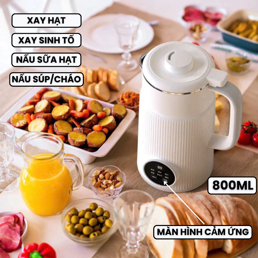 Máy xay, nấu sữa hạt OSTMARS 800ml màn hình cảm ứng, hẹn giờ. Máy làm sữa hạt, xay sinh tố