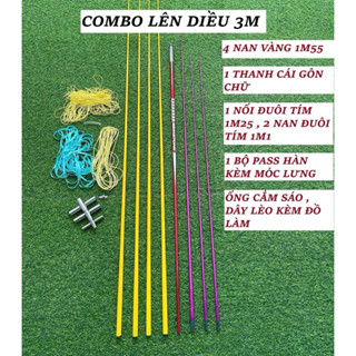 Combo 3m nan vàng lên diều full cacbon tặng kèm phụ kiện làm