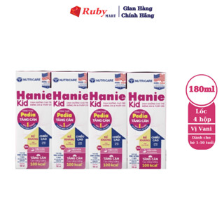 Lốc 4 hộp sữa bột pha sẵn Nutricare Hanie Kid cho trẻ biếng ăn suy dinh dưỡng (180ml)