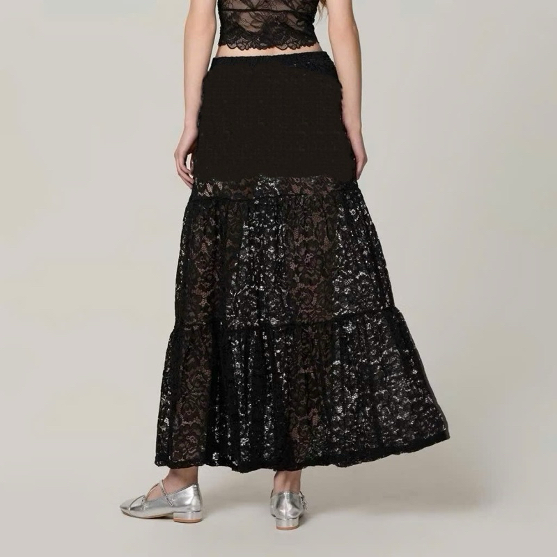 [ CV-103 ] Chân váy ren 2 lớp form dài 1m có lót dễ thương sang trọng lưng thun eo 58-75cm Free Size dưới 54kg hot top | BigBuy360 - bigbuy360.vn