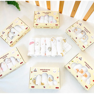 Hộp 5 khăn sữa sợi tre ORGANIC Manny 4 lớp mềm mại,thấm hút, khánh khuẩn