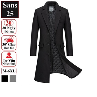 Áo măng tô nam dáng dài Sans25 big size 6xl 5xl 90kg 100kg khoác dạ hàn quốc dày cao cấp blazer trench coat choàng ngoài