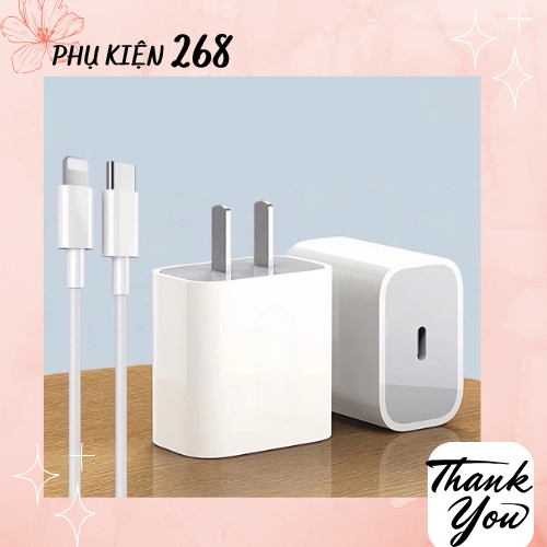 Bộ Củ Cáp Dây Sạc Nhanh 20W P.D Cho Iphone Ổn Định, An Toàn
