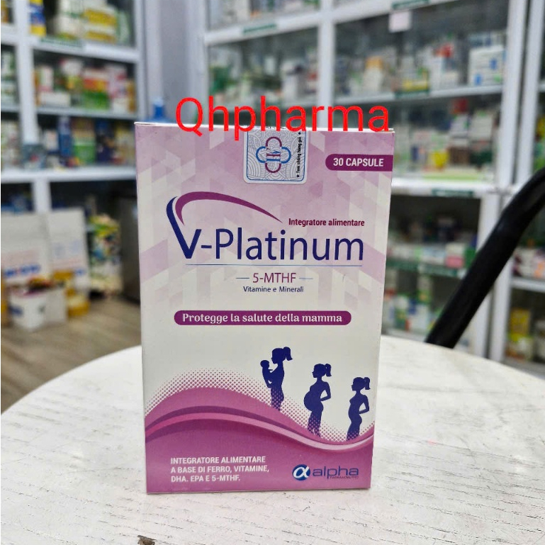 ( Chính hãng ) Viên uống V-Platinum 5-MTHF hộp 30 viên của Ý giúp bổ sung sắt và acid folic cho mẹ