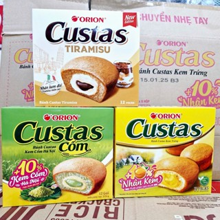 Bánh Custas Orion Nhân Kem Trứng/ Kem Cốm/ Tiramisu Cao Cấp Hộp 12 cái