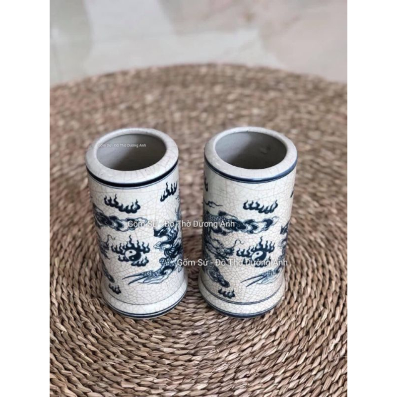 Ống đựng hương men rạn đen