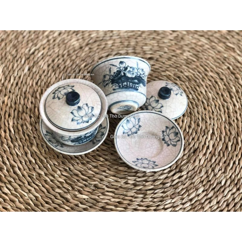 Bát đựng trà men rạn đen