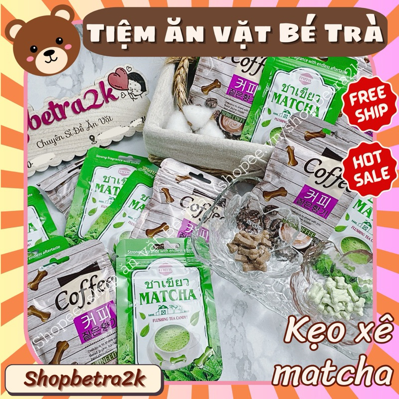 Kẹo xê matcha hình xương chó, kẹo xê hương matcha