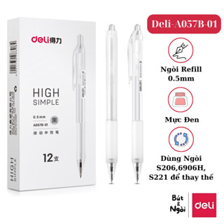 Bút Gel Deli A057B-01 Mực Đen Ngòi Refill Chính Hãng Bút Viết Học Sinh 0.5Mm Đồ Dùng Văn Phòng Phẩm