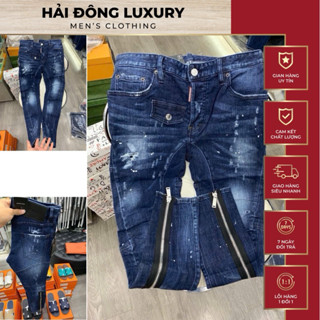 Quần Jean Xanh DSQ Khoá Chân Fom Dáng Biker Ôm Chân Siêu Đẹp,Hàng Chuẩn Tag Mác Đầy Đủ