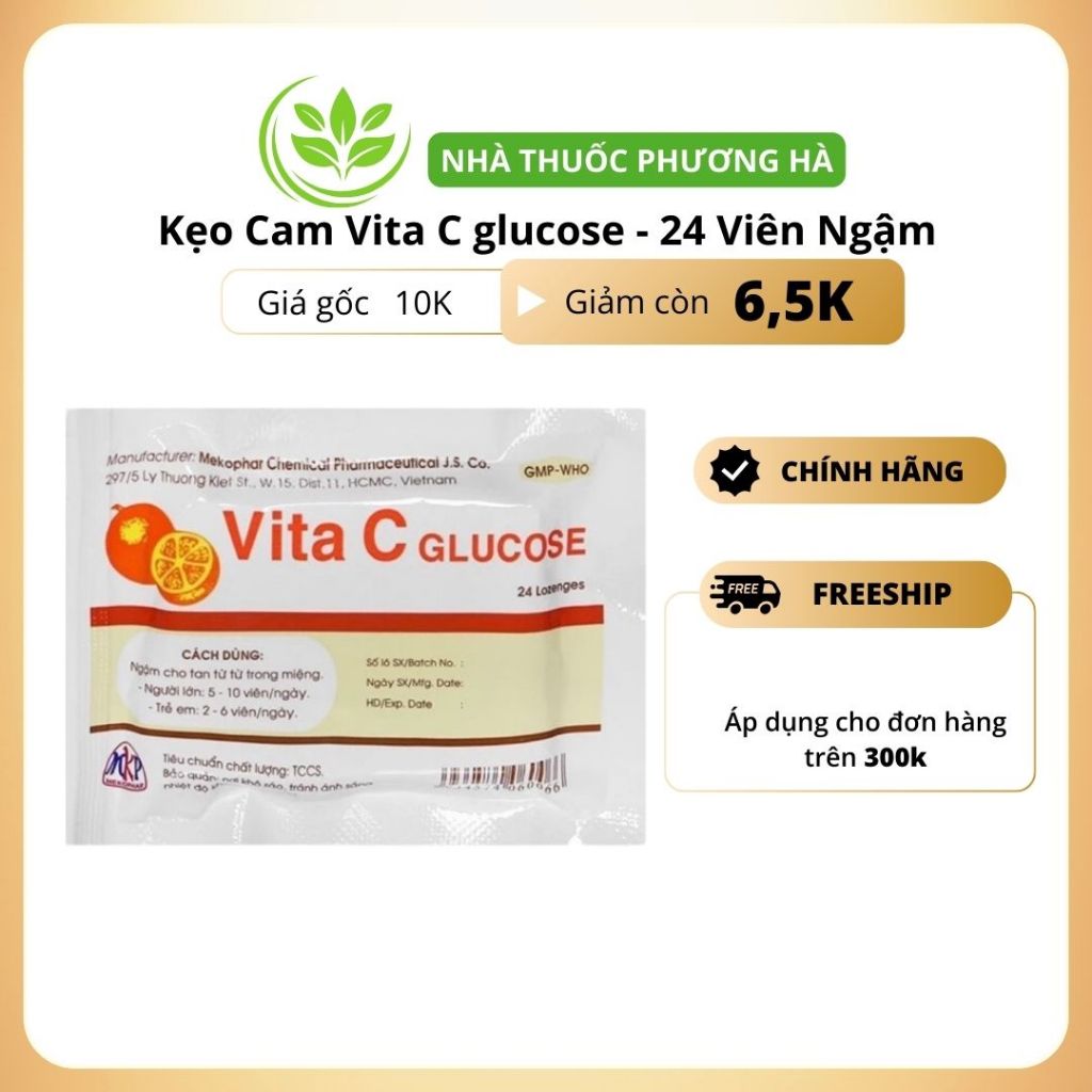 5 gói kẹo Cam Vita C glucose - 24 Viên Ngậm.Bổ sung Vitamin C, Tăng đề kháng