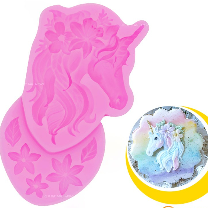 Khuôn mặt ngựa pony nhỏ 3D khuôn silicon ngựa làm bánh đậu xôi, socola pipgel