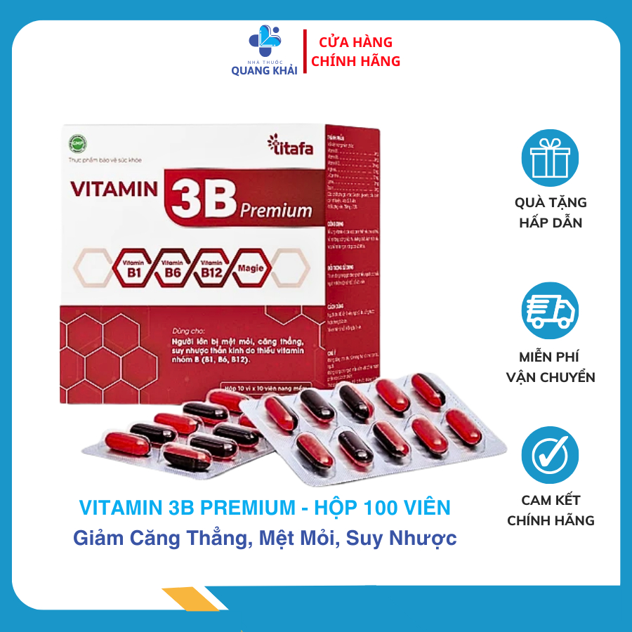 Vitamin 3B Premium Titafa - Giúp Phát Triển Hệ Thần Kinh, Giảm Căng Thẳng Mệt Mỏi (Hộp 100 Viên)