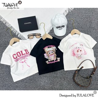 Áo Phông Bé Gái Vải Cotton In Hình Cực Đáng Yêu, Áo In Baby Three Hot Trend, Cộc Tay Bé Gái Tulalove