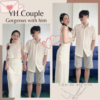 💕SET ĐỒ ĐÔI COMBO 3 MÓN ĐI BIỂN XINH CHÂN VÁY DÀI MIDI THUN LƯỚI - YH COUPLE 💕💕