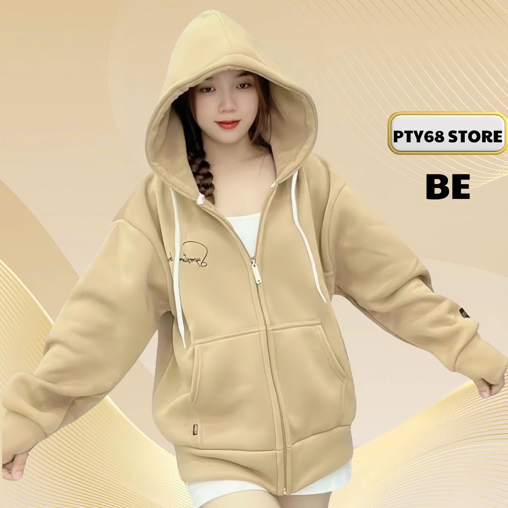 Áo khoác nỉ from rộng 4 túi mũ to trùm đầu dây kéo cao, tay xỏ ngón thời trang Unisex  PTY68 STORE