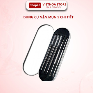Bộ Nặn Mụn, Dụng Cụ Nặn Mụn 5 Chi Tiết Inox Đẹp Không Gỉ