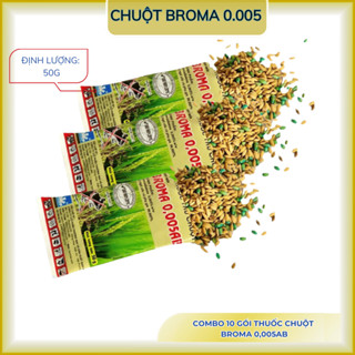 Combo 10 gói thuốc diện chuột Broma 0,005 AB, thuốc trừ chuột trộn sẵn hạt thóc thế hệ mới, hiệu quả cao
