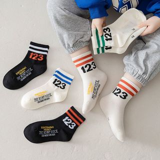 Set 5 Cặp Tất Thời Trang Sọc 123 Cho Bé Trai Chất Liêu Cotton Thể Thao Cao Cổ Cho Bé Grayhomme Thu Đông 1-12 tuổi