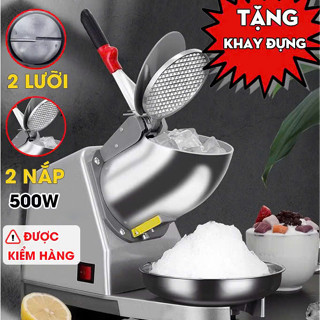 [chính hãng] máy bào đá tuyết - máy xay đá 2 lưỡi - 2 nắp làm sinh tố, siro mẫu mới 2025 nhanh, mịn hơn