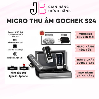 Micro thu âm không dây GoChek Ultra S24 Chính Hãng,Tích hợp 2 chân cắm Lọc Tạp Âm Giảm Ồn Chuyên Nghiệp (JB STUDIO)