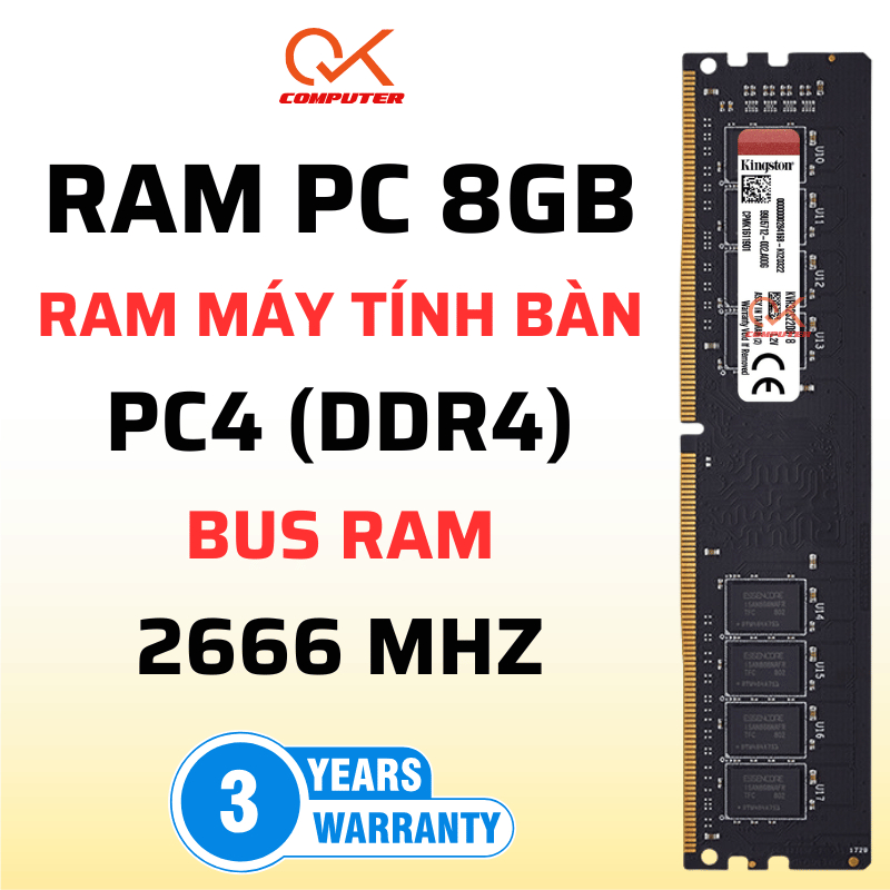 Ram PC 8GB DDR4 bus 2666MHz Memory RAM DIMM máy tính bàn 8GB PC4 2666 - Bảo hành 36 tháng