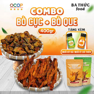 Combo 200G bò khô cục + 200G khô bò que, đồ ăn vị thịt bò khô Tây Nguyên BA THỨC FOOD