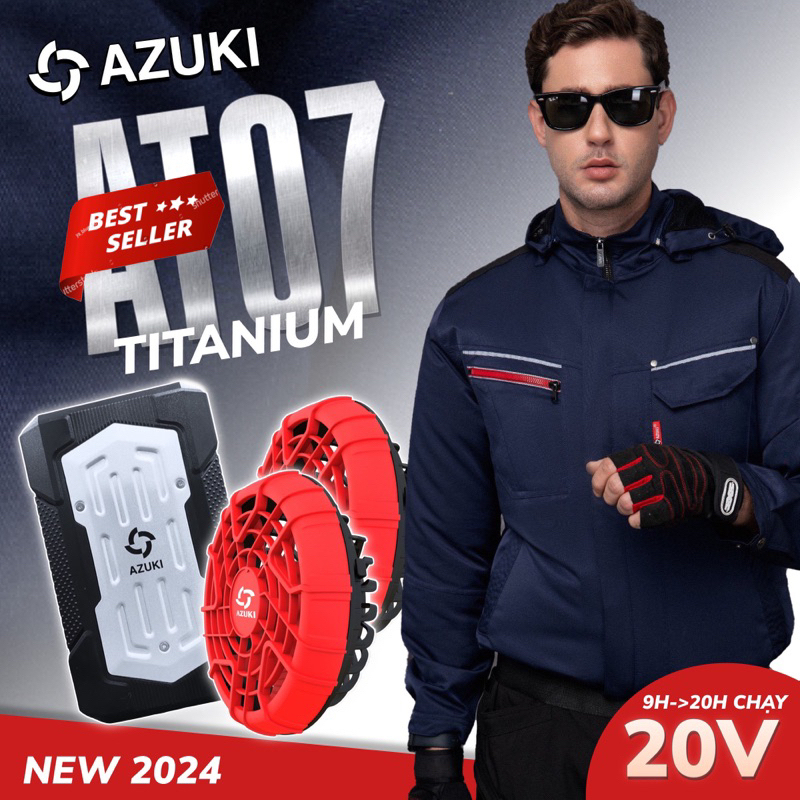 [AZUKI] Áo Điều Hòa AZUKI TITANIUM AT07 Bán Chạy Nhất 2024 Pin 25000mah,Quạt 20V Chống Nước Siêu Mạn