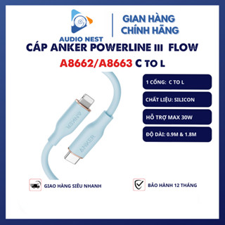 Cáp Sạc Nhanh Anker 30W Powerline III Flow C to L A8662/A8663 Siêu Bền - Bảo hành 18 tháng