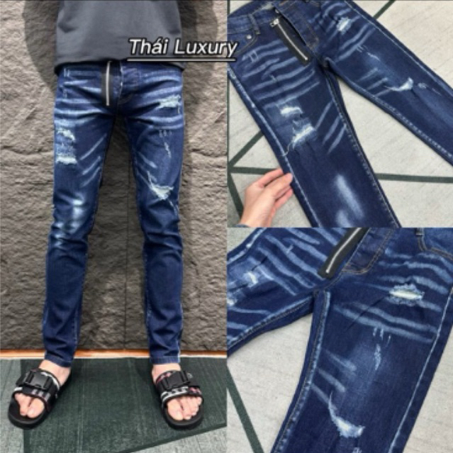 quần jeans D222  mixx khoá rách xước 4 cúc được ktra