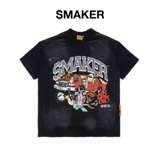 [SMAKER] Áo thun 100% cotton màu đen - NO MORE OIL WASHED TEE IN BLACK