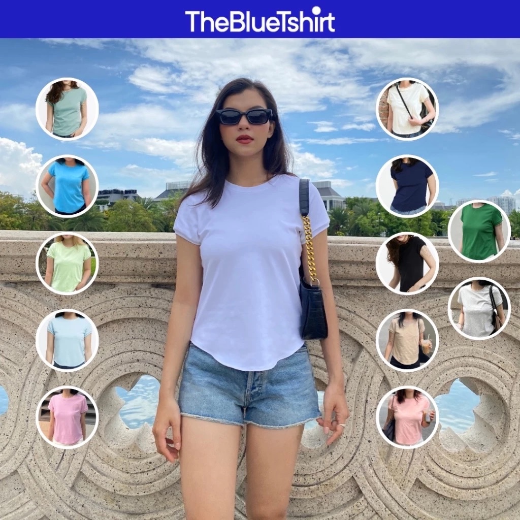 TheBlueTshirt - Áo thun tay ngắn phom ôm vừa vặn, kiểu vạt bầu nữ - 1990s Tshirt | BigBuy360 - bigbuy360.vn