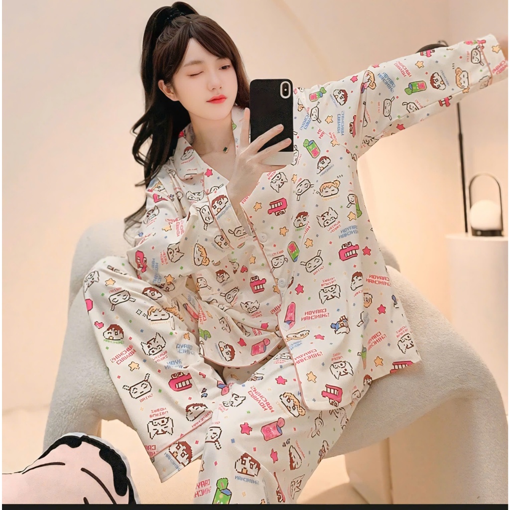Bộ đồ ngủ pijama mặc cho nữ DÀI DÀI  ,Đồ ngủ nữ,Đồ bộ mặc nhà,sét bộ pijama mặc nhà SHIN NHÍ