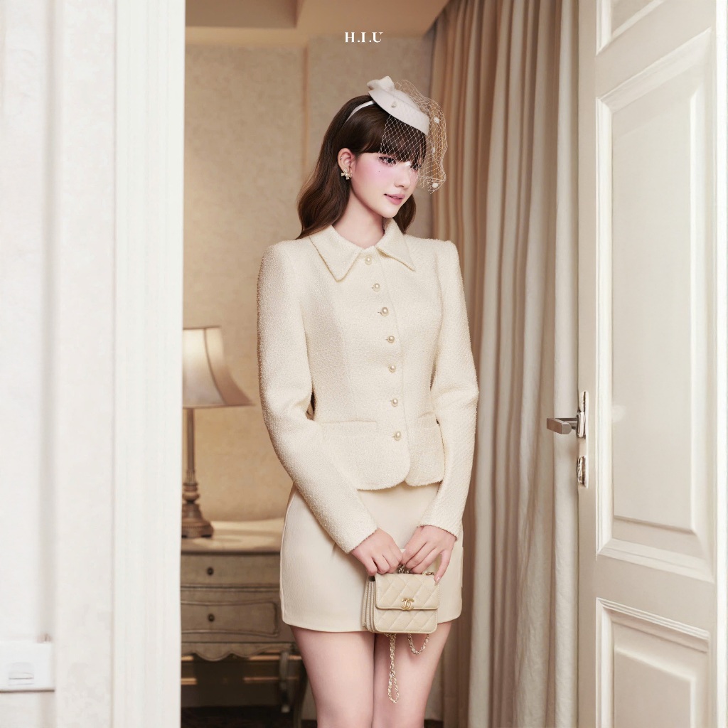Gila Blazer | Áo khoác nữ thiết kế dài tay cao cấp H.I.U Fashion | vải dạ tweed hàn style tiểu thư sang trọng HIU design | BigBuy360 - bigbuy360.vn
