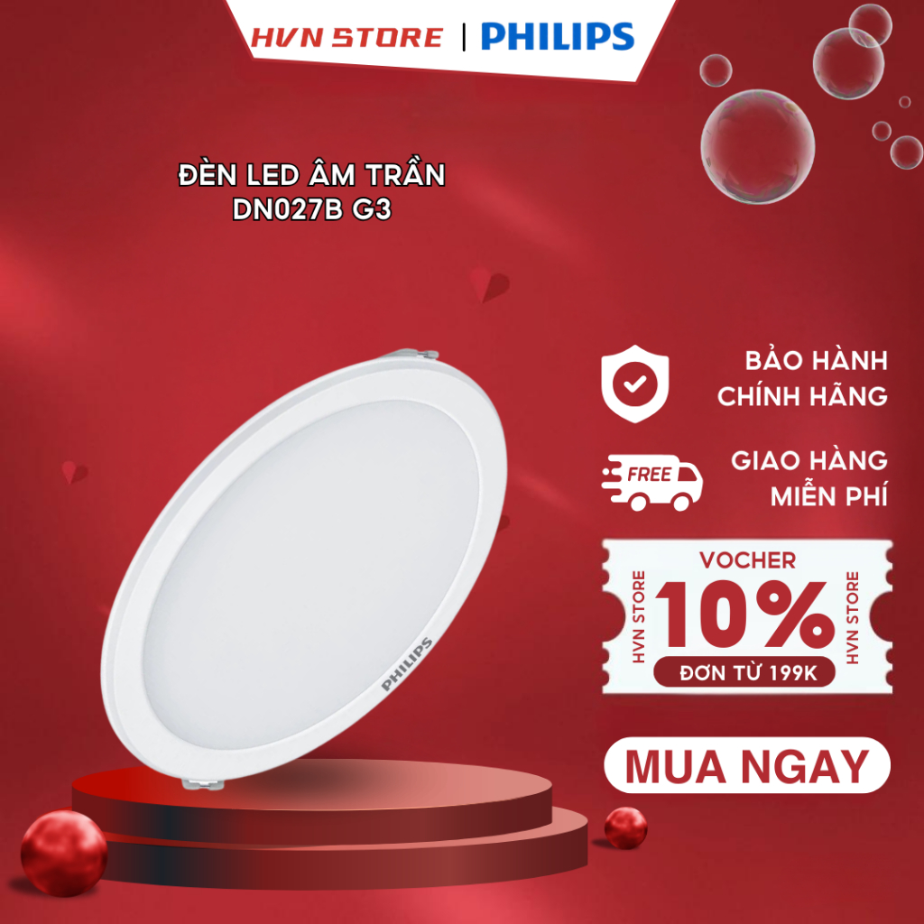 Đèn Âm Trần Philips LED DN027B G3 Hiệu Suất Ánh Sáng Cao 6W 9W 12W Ánh Sáng Trắng, Trung Tính