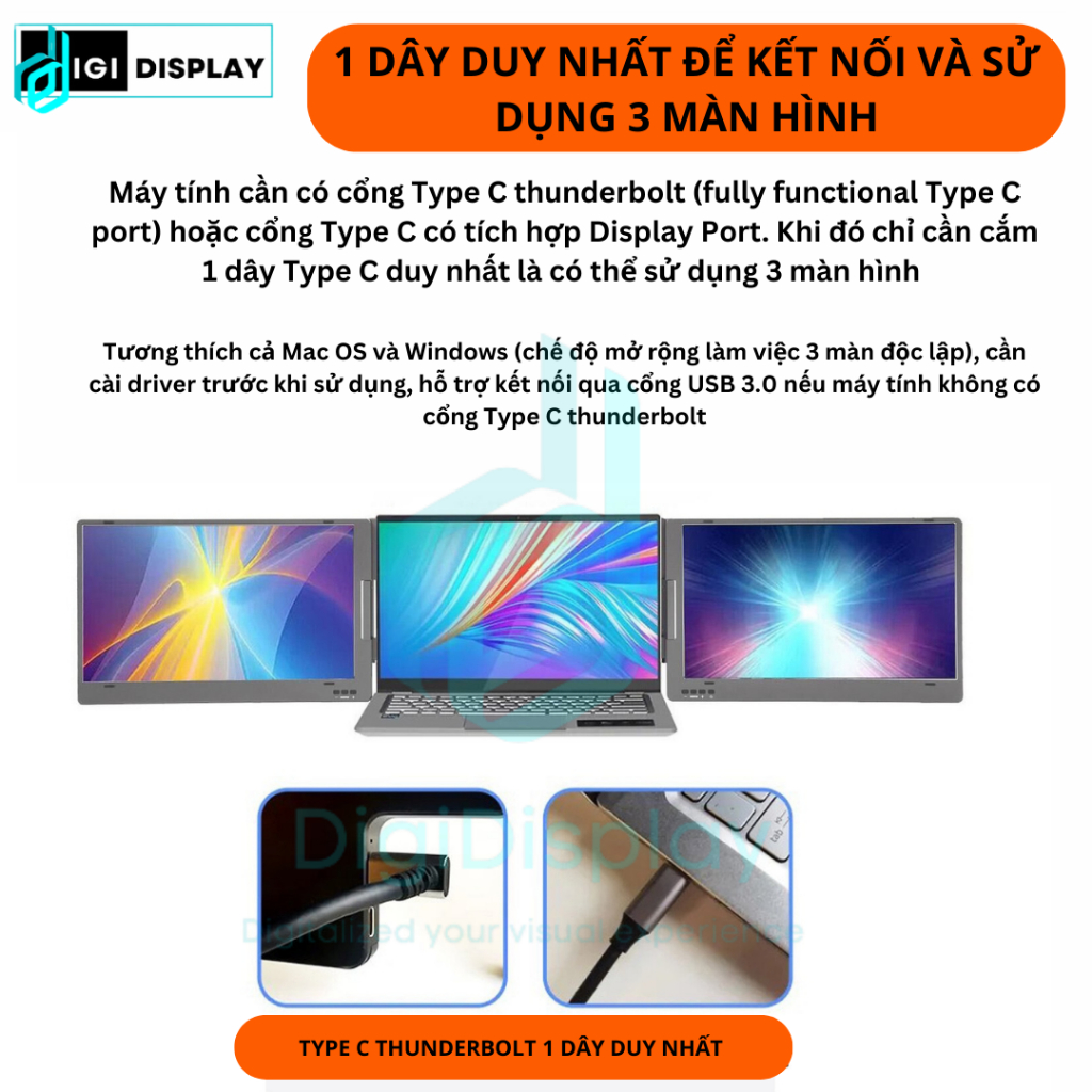 Bộ màn hình đôi di động 14/15.6 inch FHD 100%sRGB cho laptop, Full HD IPS - Tri-Screen for laptop workstation | BigBuy360 - bigbuy360.vn