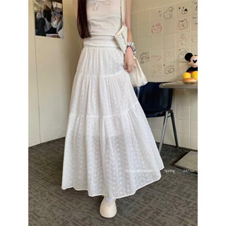 METWO. - Chân váy ren trắng midi thêu hoa nhí QC xoè dài cạp chun 2 lớp ulzzang tiểu thư Hàn Quốc #501