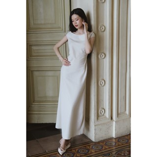  Đầm linen Lilas Dress dáng dài trễ vai có mút ngực cổ điển thanh lịch| Tranbe Local 