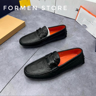  Giày moca nam da bò vân ca sâu kết hợp khuy vàng nổi bật - ảnh tại shop 