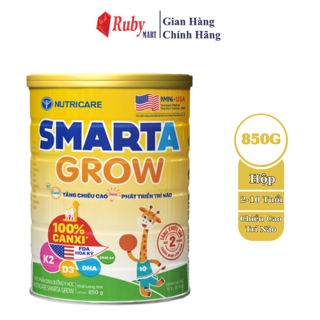 Sữa Bột SMARTA GROW Nutricare Bé Tăng Chiều Cao Phát Triển Trí Não Tăng Cân Tăng Sức Đề Kháng Cho Bé Từ 1-1