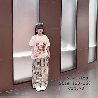  Bộ Quần Áo Kẻ Xuông BBR Dành Cho Bé Gái Size  13-44kg Chất Liệu Cotton Thoáng Mát   MS CS13  