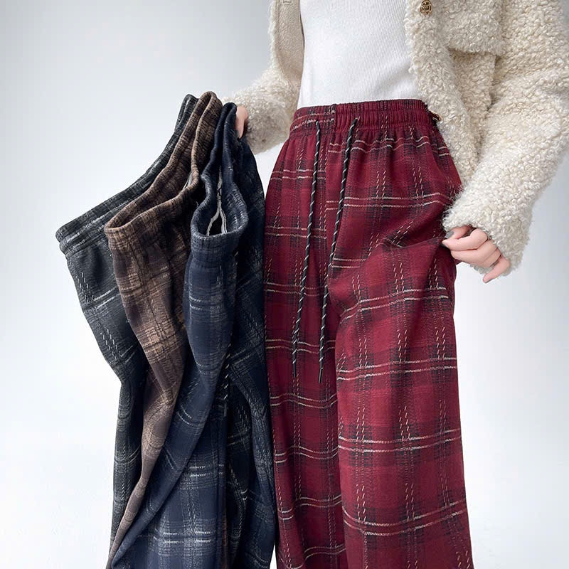 [ KẺ XUÔNG 8801 ]Quần kẻ caro chất umi dạ co giãn dễ mặc, cá tính, quần nữ, quần cho bé, quần đỏ Women Kids 19-50KG