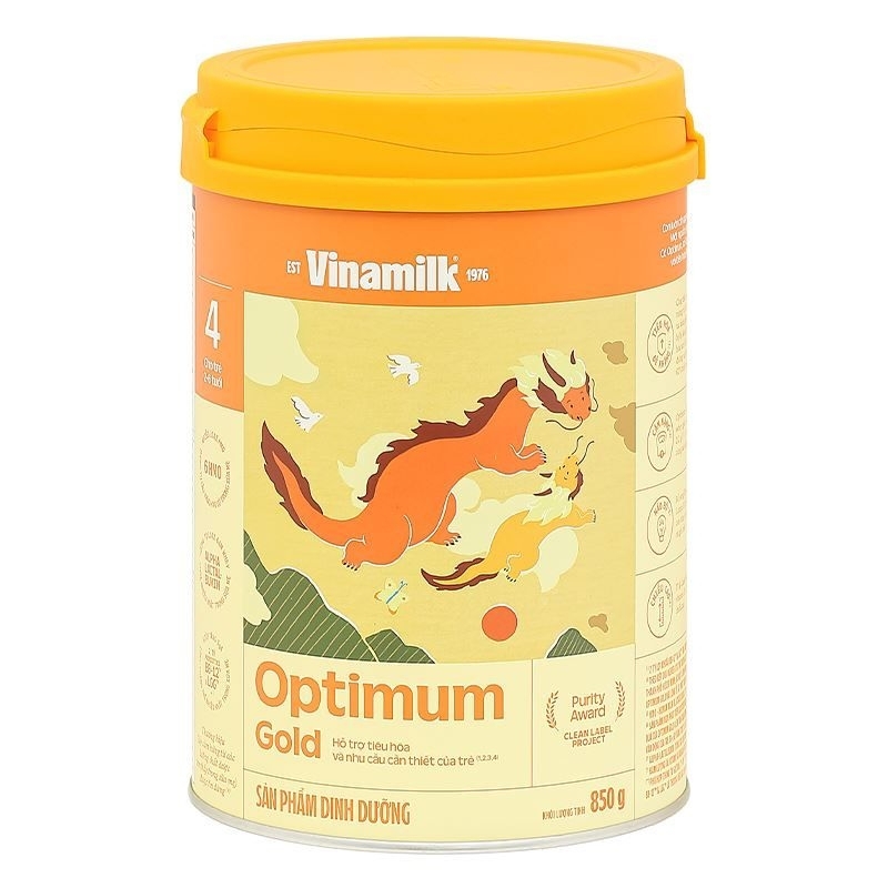SỮA BỘT OPTIMUM GOLD 4 850G (mẫu màu vàng lon nhám date tháng 6 năm 2027)