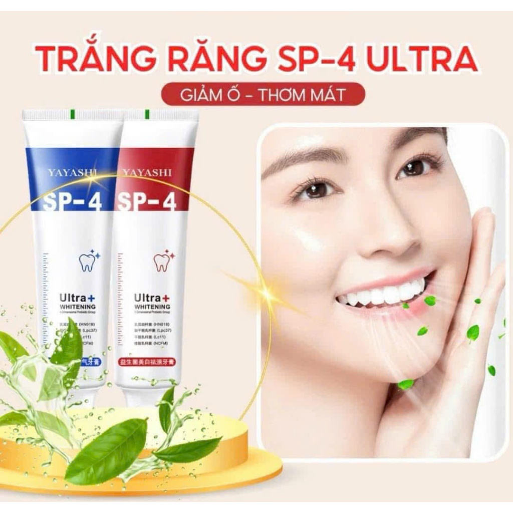Kem Đánh Răng SP-4 Yayashi 120g Trắng Sáng, Khử Mùi, Thơm Mát Ultra+ Whitening