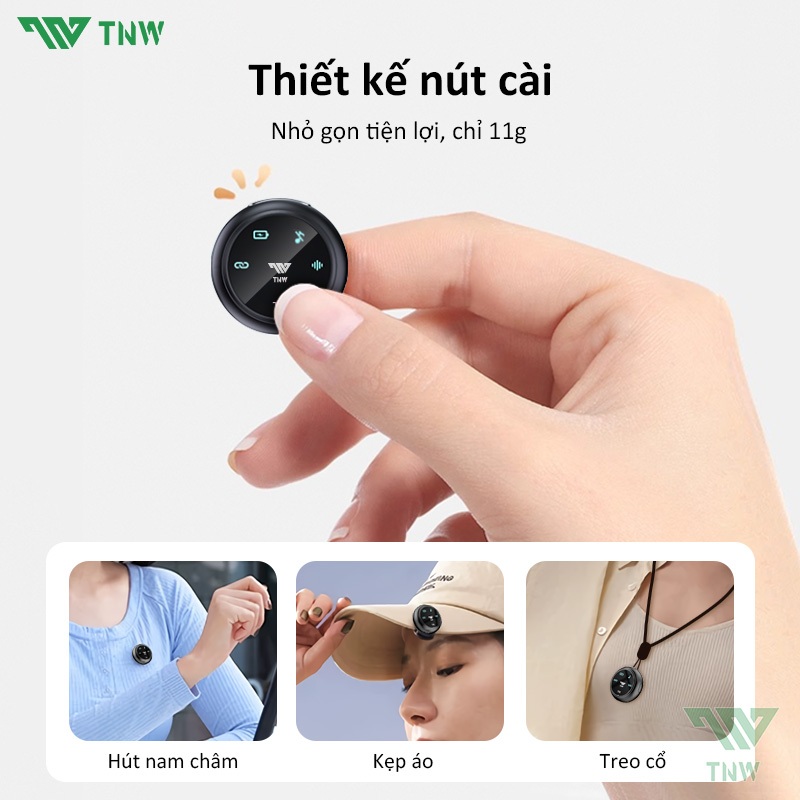 TNW Micro Thu Âm Không Dây Cài Áo Mini Mic Ghi Âm Khử Tiếng Ồn Ve Áo Micro Giảm Tiếng Ồn Micro Không Dây | BigBuy360 - bigbuy360.vn